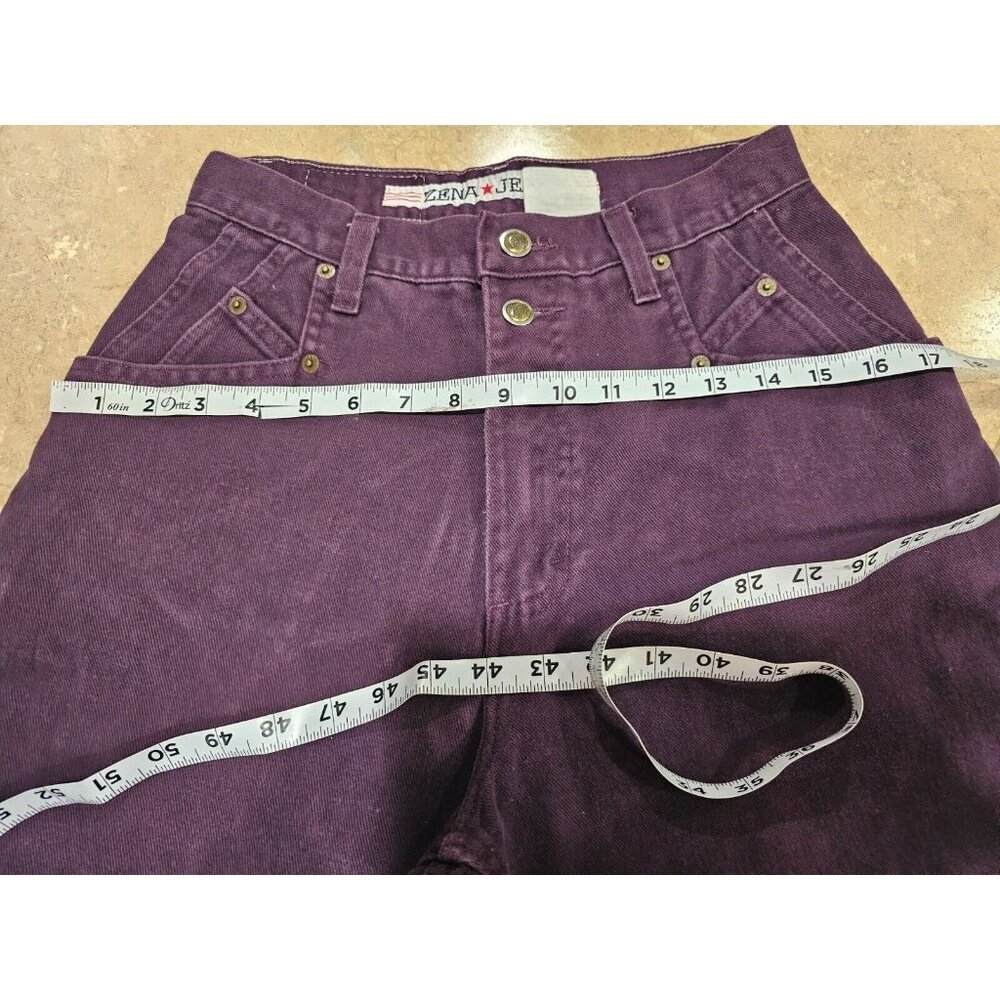 Women's Vintage ZENA High‎ Waisted Purple Denim Jeans Tapered Leg Waist 26" USA - Picture 8 of 8